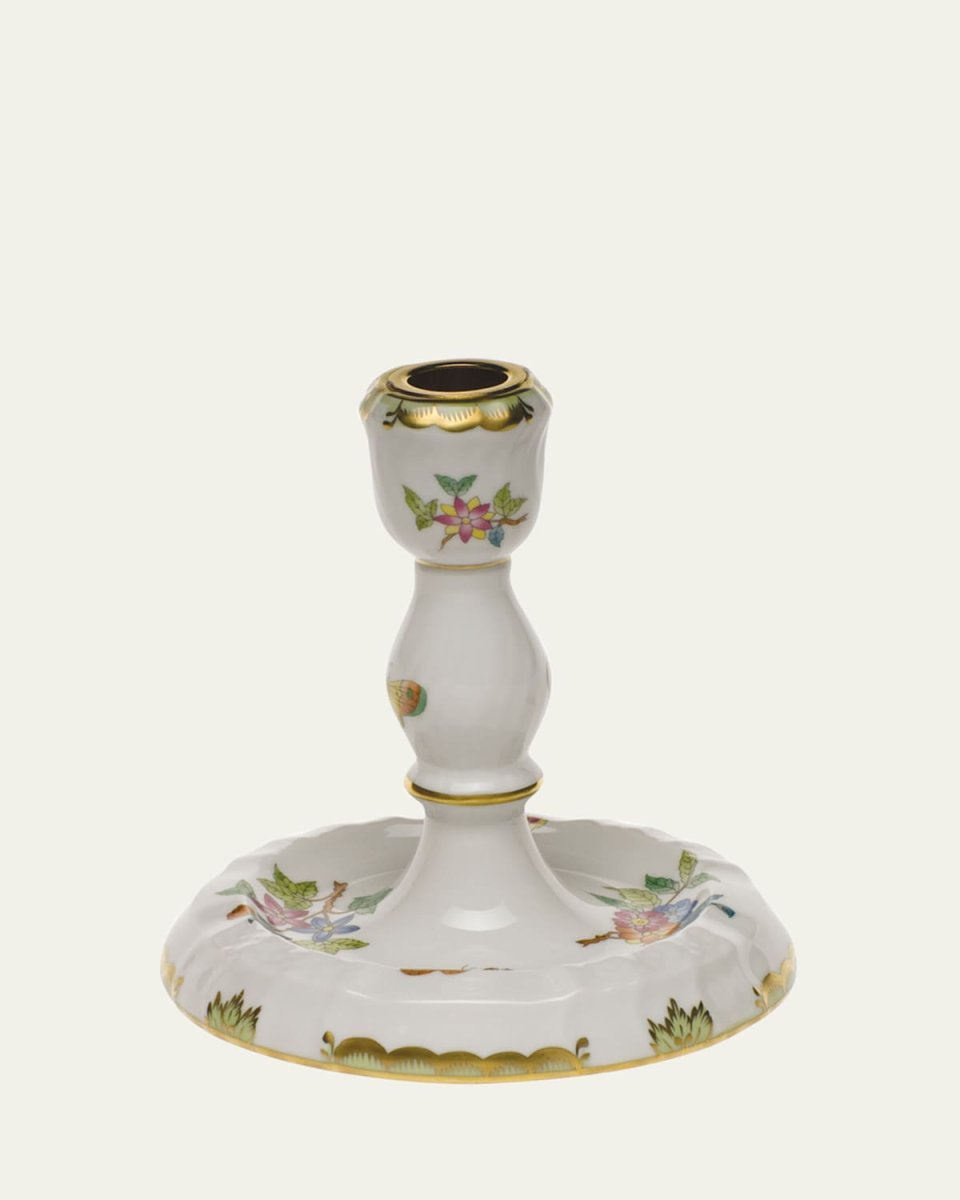 Queen Victoria Green Single Candlestick Holder